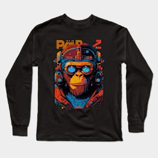 Anime Cyber Ape (Sci-Fi Ape Vintage Retro Future Design Cyberpunk Space Ape) Long Sleeve T-Shirt